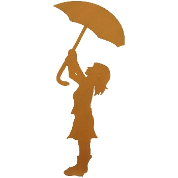 Pic Fille au Parapluie en Métal Rouillé 27x74,5cm
