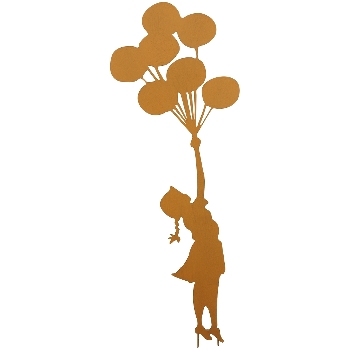Pic Fille aux Ballons en Métal Rouillé 36x108cm