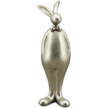 Lapin Noeud Pap en Polyrésine Argentée 7,5x7,5x26cm