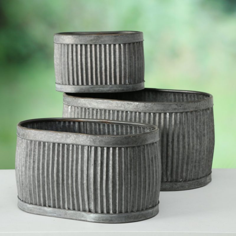 Pot à Fleurs Dalia en Métal Affiné Gris H.24cm – Image 3
