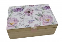 Boîte en Bois Florale 21,5x15,3x7,5cm
