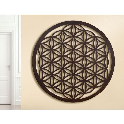 Cercle Fleur de Vie Murale en Métal Noir 2x60cm