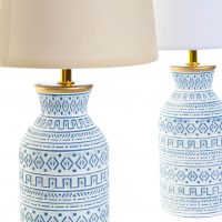 Lampe de Table en Grès et Polyester 2 Couleurs au Choix 20x20x39cm