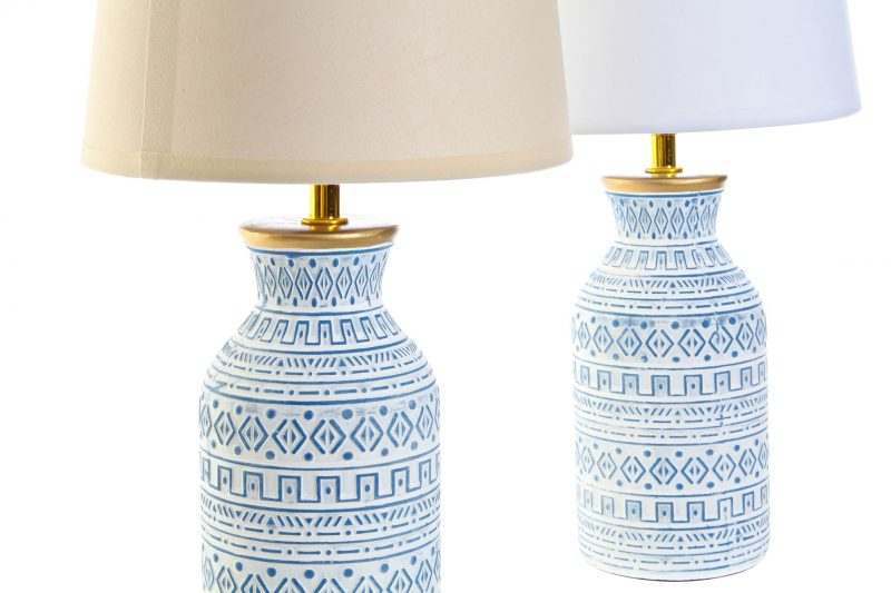 Lampe de Table en Grès et Polyester 2 Couleurs au Choix 20x20x39cm