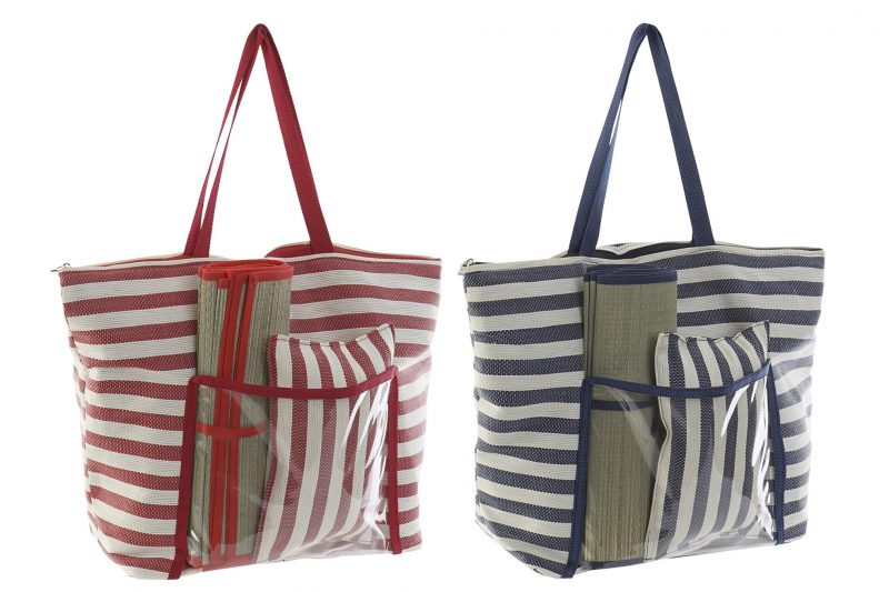 Sac de Plage en Toile et PVC 2 Modèles au Choix 55x17x35cm