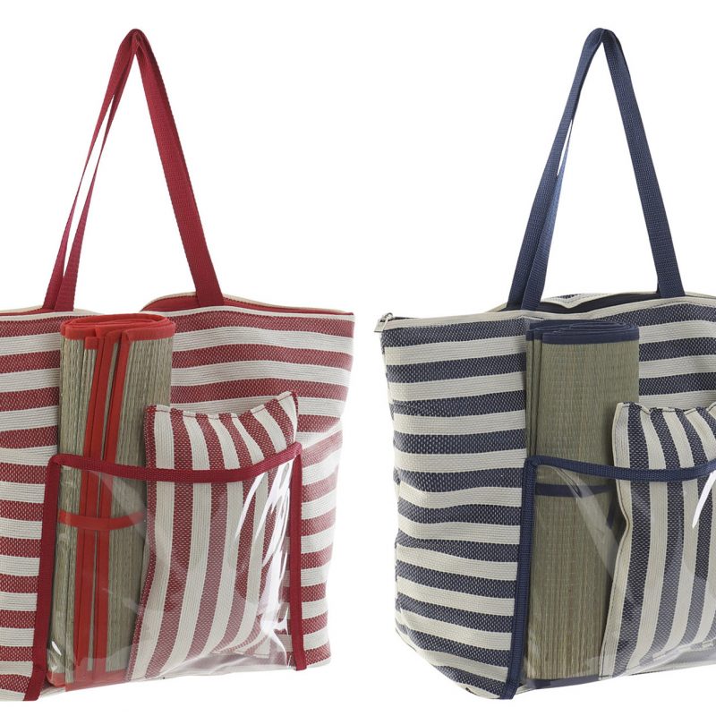 Sac de Plage en Toile et PVC 2 Modèles au Choix 55x17x35cm