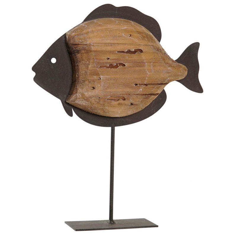 Poisson en Bois et Métal Naturel 17x3x20cm