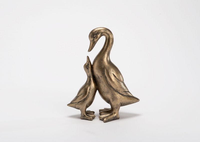 Maman et Bébé Canard en Polyrésine 20x17x9cm