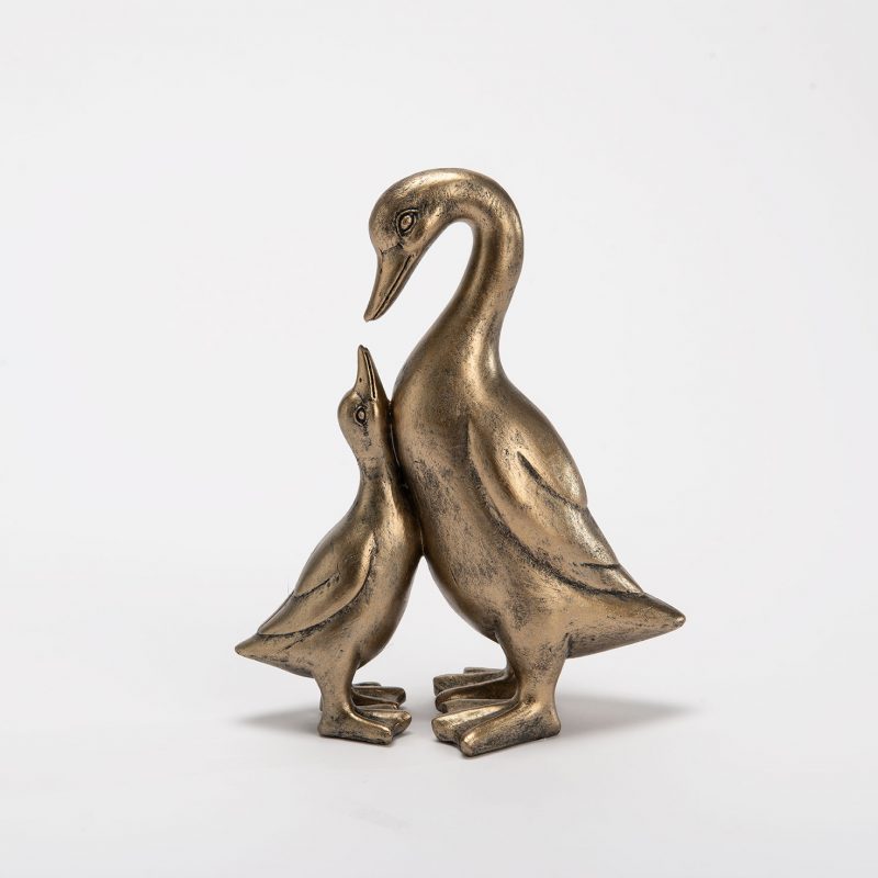 Maman et Bébé Canard en Polyrésine 20x17x9cm