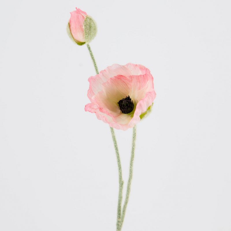 Coquelicot Rose "Flora" Artificiel H.68cm