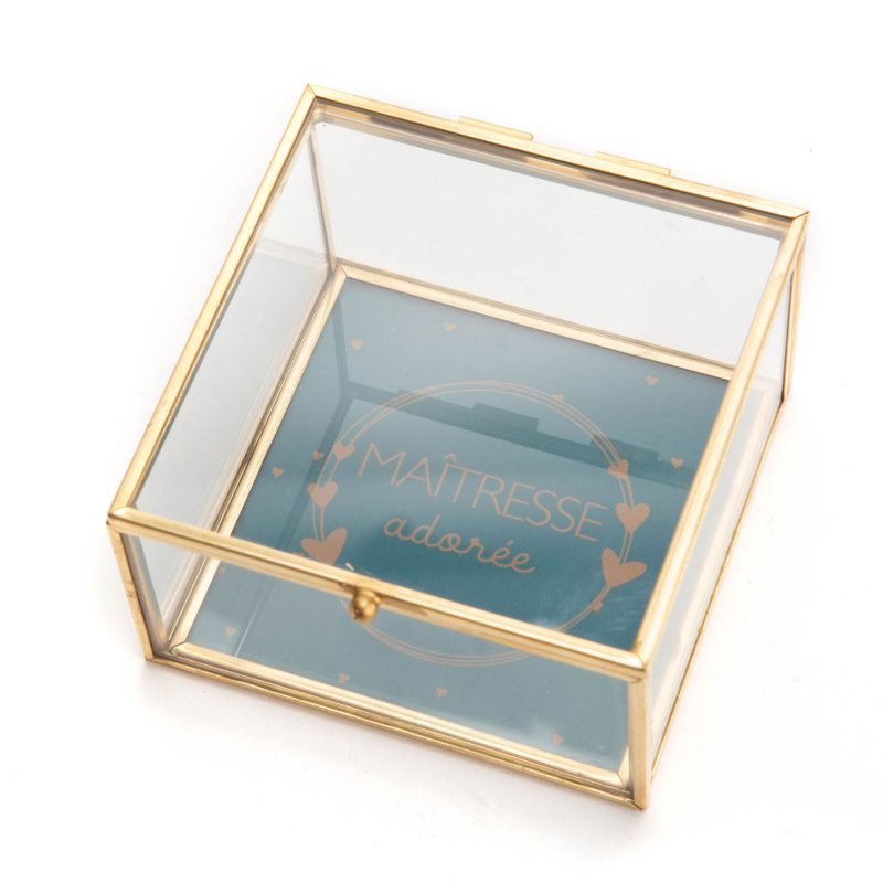 Boîte à Bijoux "Maîtresse Love" en Verre et Métal Doré 10x5x11cm