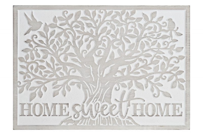 Décoration Murale Arbre de Vie en Bois Blanchi 40x1x28cm