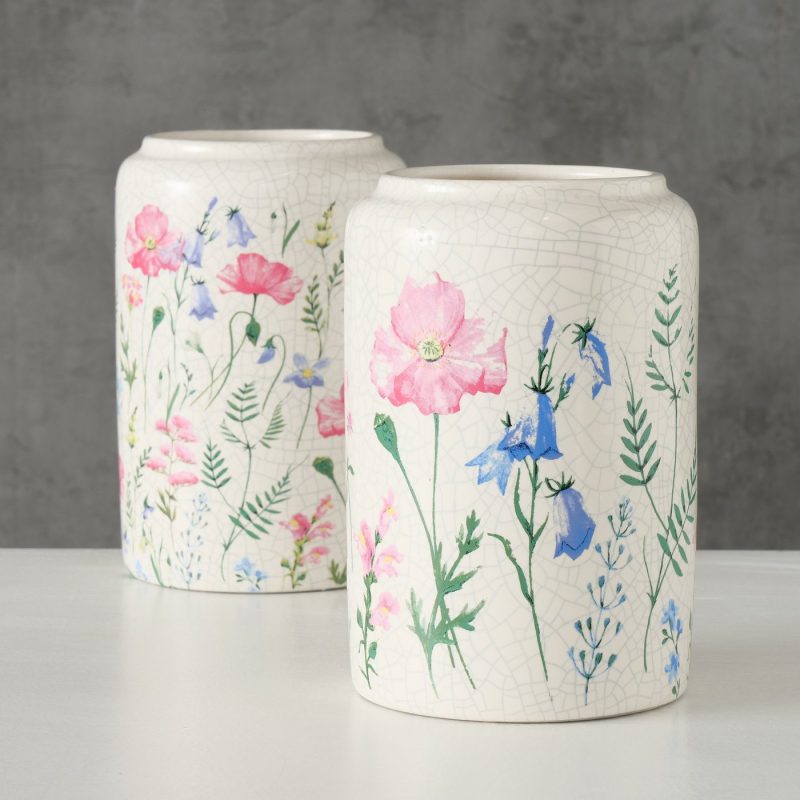 Vase "Gerlinda" Poterie Craquelée 2 Modèles au Choix H.19cm