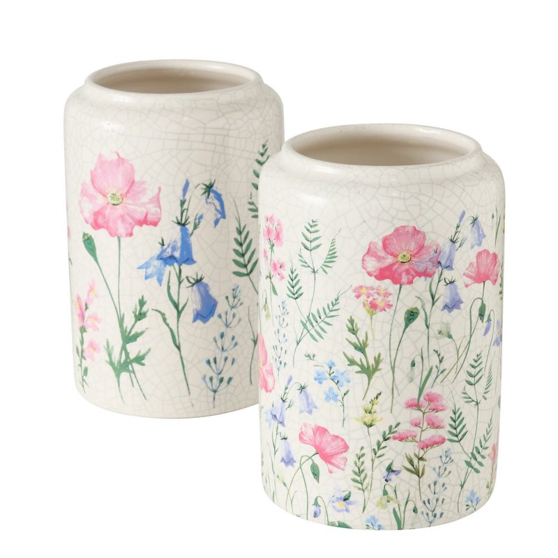 Vase "Gerlinda" Poterie Craquelée 2 Modèles au Choix H.19cm – Image 2