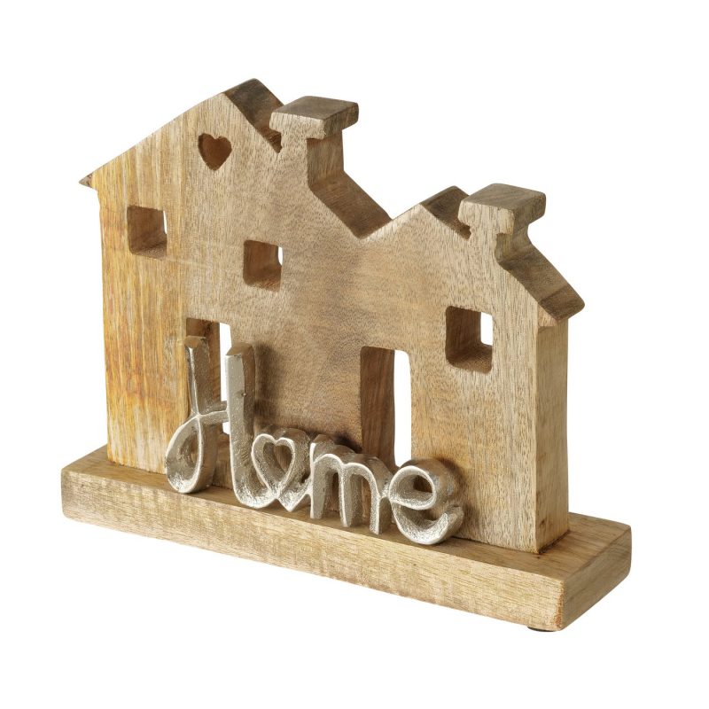 Décoration à Poser Maison Home en Manguier et Alu H.15cm – Image 2