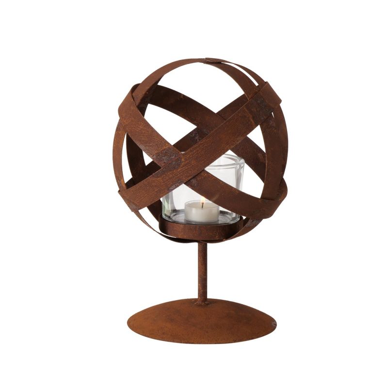 Lanterne "Kugla" sur Pied en Métal Rouillé H.30cm – Image 3