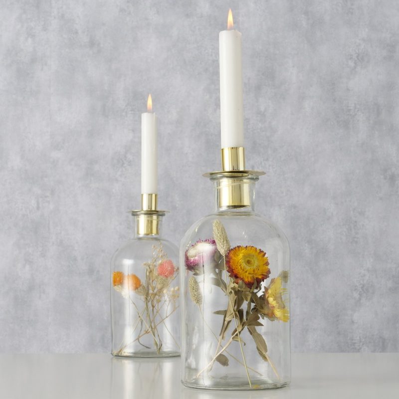 Chandelier "Novara" en Verre avec Fleurs Séchées, Diverses Couleurs au Choix H.23cm – Image 9