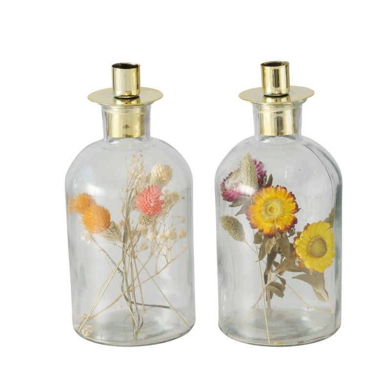 Chandelier "Novara" en Verre avec Fleurs Séchées, Diverses Couleurs au Choix H.23cm – Image 2