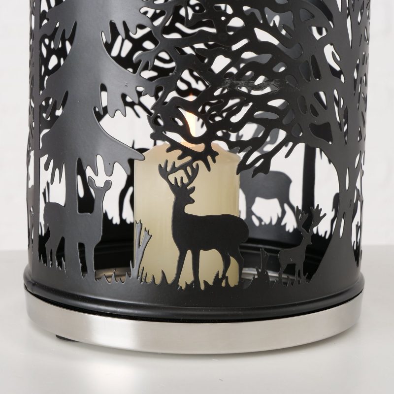 Lanterne Skova en Acier Fin Nickelé Décor Forestier H.33cm – Image 5