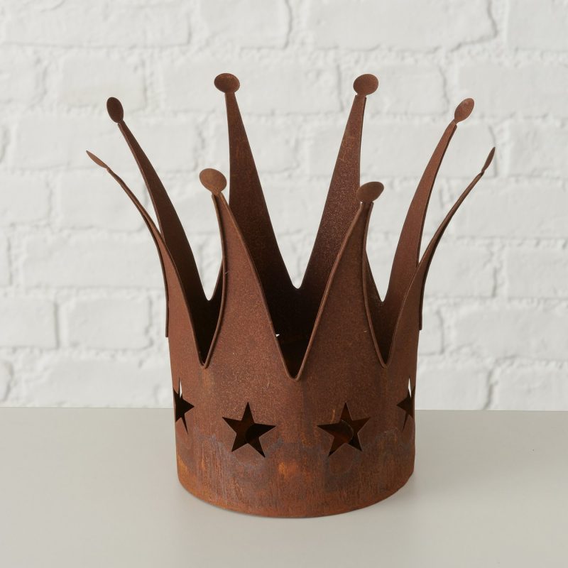 Couronne Etoilée "Lizzy" en Métal Rouillé H.20cm