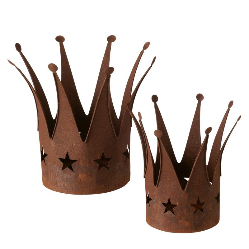 Couronne Etoilée "Lizzy" en Métal Rouillé H.20cm – Image 2