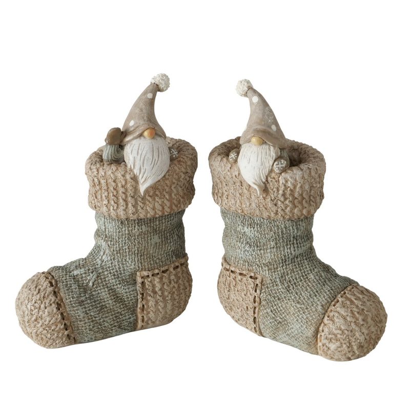 Chaussette "Socky" avec Lutin en Résine Synthétique 2 Modèles au Choix H.15cm – Image 2