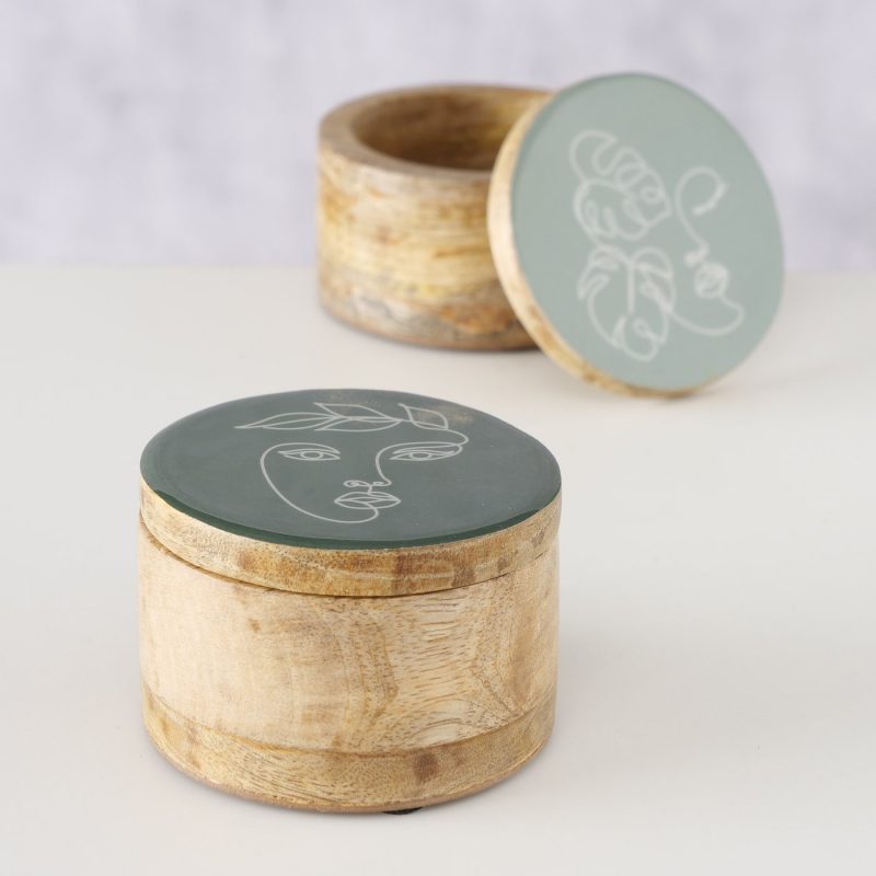 Boîte "Blatania" en Manguier 2 Modèles au Choix Diam.10xH.7cm – Image 8