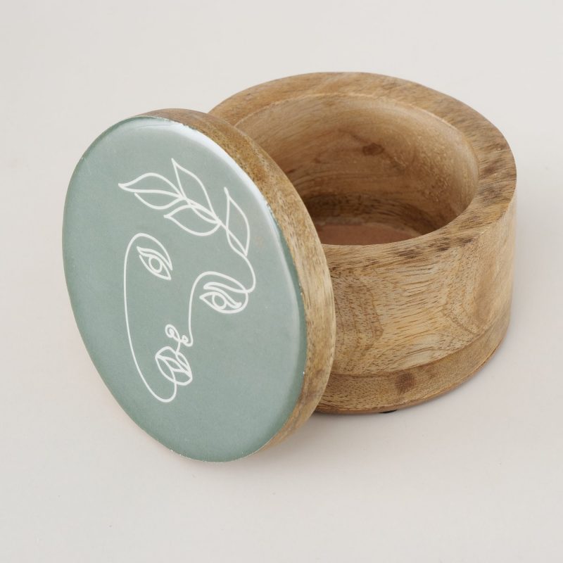 Boîte "Blatania" en Manguier 2 Modèles au Choix Diam.10xH.7cm – Image 5