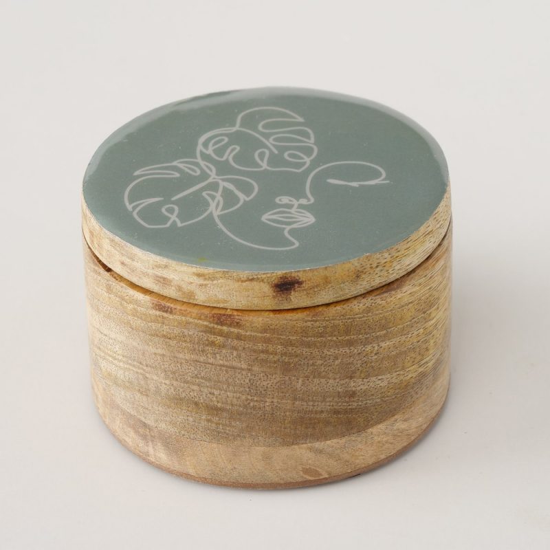 Boîte "Blatania" en Manguier 2 Modèles au Choix Diam.10xH.7cm – Image 4