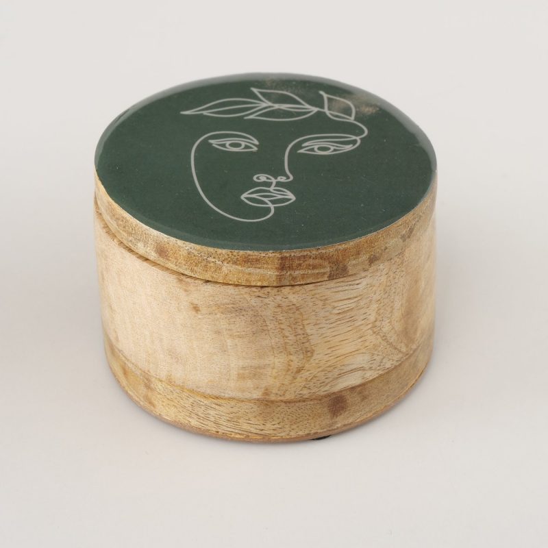 Boîte "Blatania" en Manguier 2 Modèles au Choix Diam.10xH.7cm – Image 3