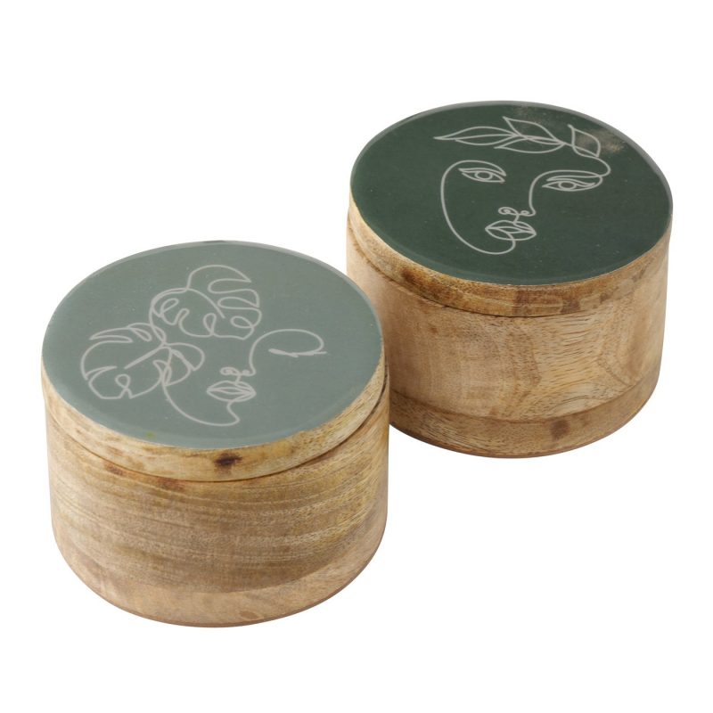 Boîte "Blatania" en Manguier 2 Modèles au Choix Diam.10xH.7cm – Image 2