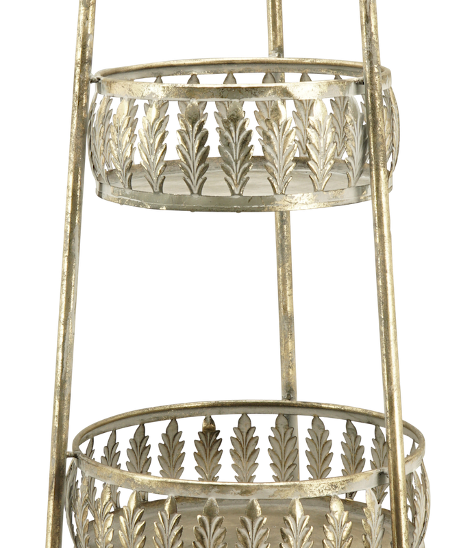 Serviteur 3 Etages en Métal Doré Antique 36,8x36,8x130cm