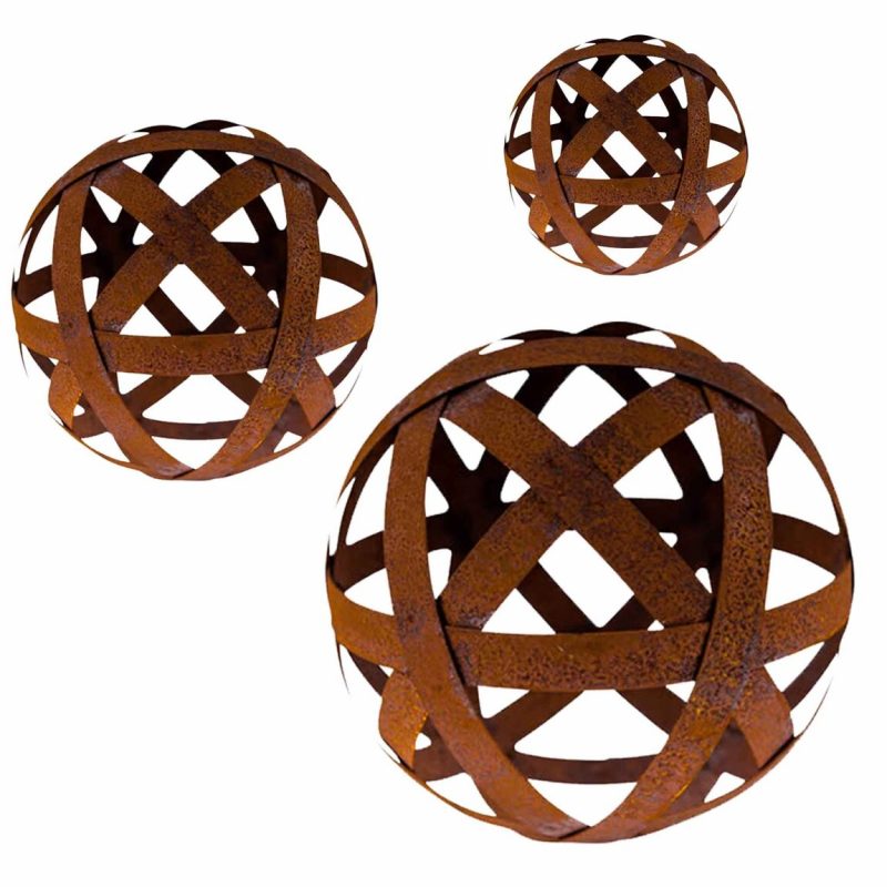 Sphère en Bandes en Métal Rouillé ø20cm – Image 3