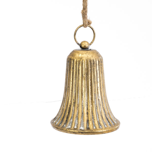 Pendentif Cloche en Zinc Doré Vieilli 12xH.15cm
