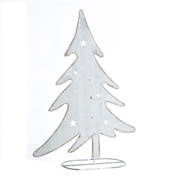 Sapin Etoilé en Métal Blanc Vieilli 50xH.74cm