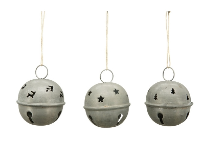 Pendentif Grelot "Junker" Métal Gris 8,5x8,5x8cm