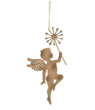 Pendentif Ange en Métal Rouillé 11x22,5cm