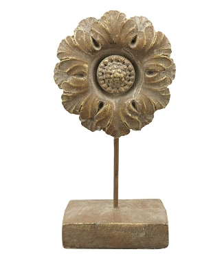 Fleur sur Socle en Béton Bronze 15,5x9x29cm