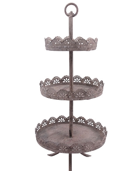 Serviteur 3 Etages en Métal Antique 32x32x69cm