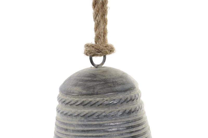 Cloche en Métal Gris Vieilli 19x19x42cm – Image 3