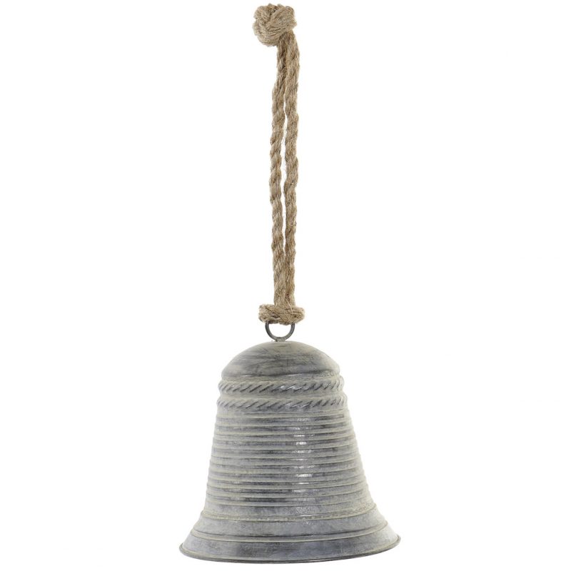 Cloche en Métal Gris Vieilli 19x19x42cm