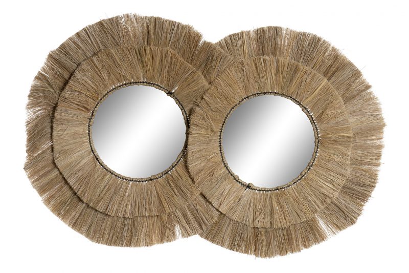 Double Miroir en Jute Naturelle 117x6x77cm