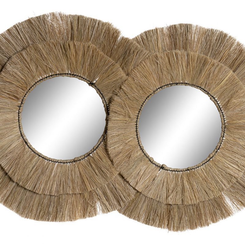 Double Miroir en Jute Naturelle 117x6x77cm