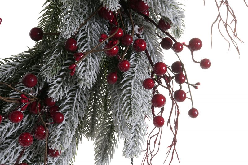 Couronne de Sapin PVC à LED et Boules Rouges 67x20x67cm – Image 3