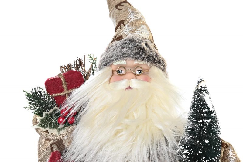 Père Noël Authentique Polyester Rouge avec Sapin 27x13x45cm – Image 3