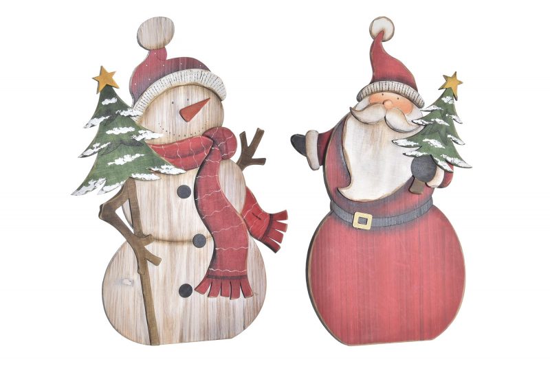 Personnage de Noël en Bois à Poser 2 Modèles au Choix 32x2,5x46,5cm
