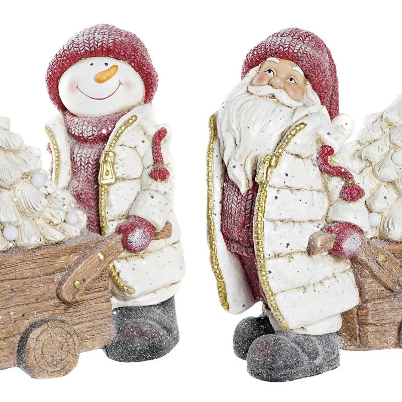 Figurine de Noël à LED avec Charette en Magnésie 2 Modèles au Choix 35x23x42cm