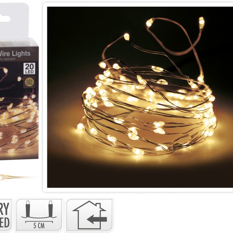 Guirlande lumineuse 20LED Blanc Chaud 2 x AA non inclus 1.5V 100cm