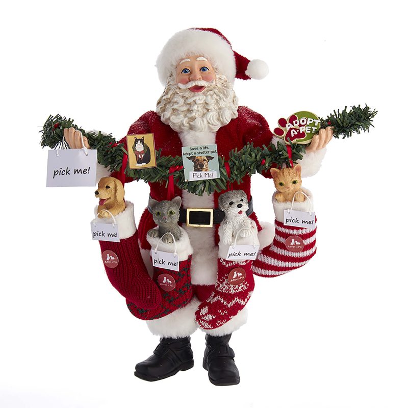 Père Noël "Kurt S. Adler" Adopt a Pet sur Guirlande 26,5cm