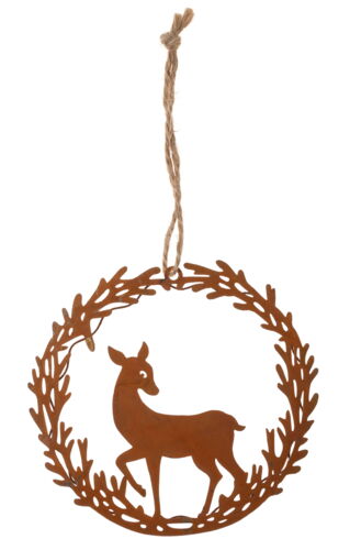 Couronne Cerf en Métal Rouillé 11,5x11cm